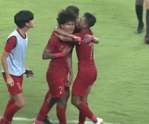 Bagus Kahfi bersama pemain Timnas Indonesia U19 merayakan gol yang dicetak ke gawang Korea Utara. (instagram official pssi)
